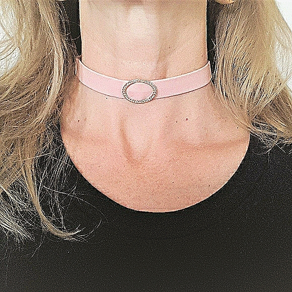 PINK Infinity Choker Simulated Diamonds Pendent Necklace Glam Prom Wedding NEW! - Picture 1 of 11